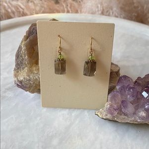 Smoky quartz and peridot earrings